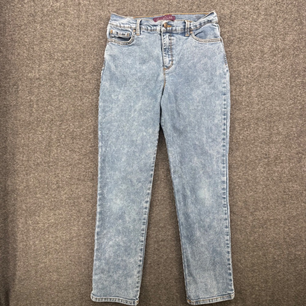 Gloria Vanderbilt Amanda High Rise Straight Leg Light Acid Wash Jeans Womens 8